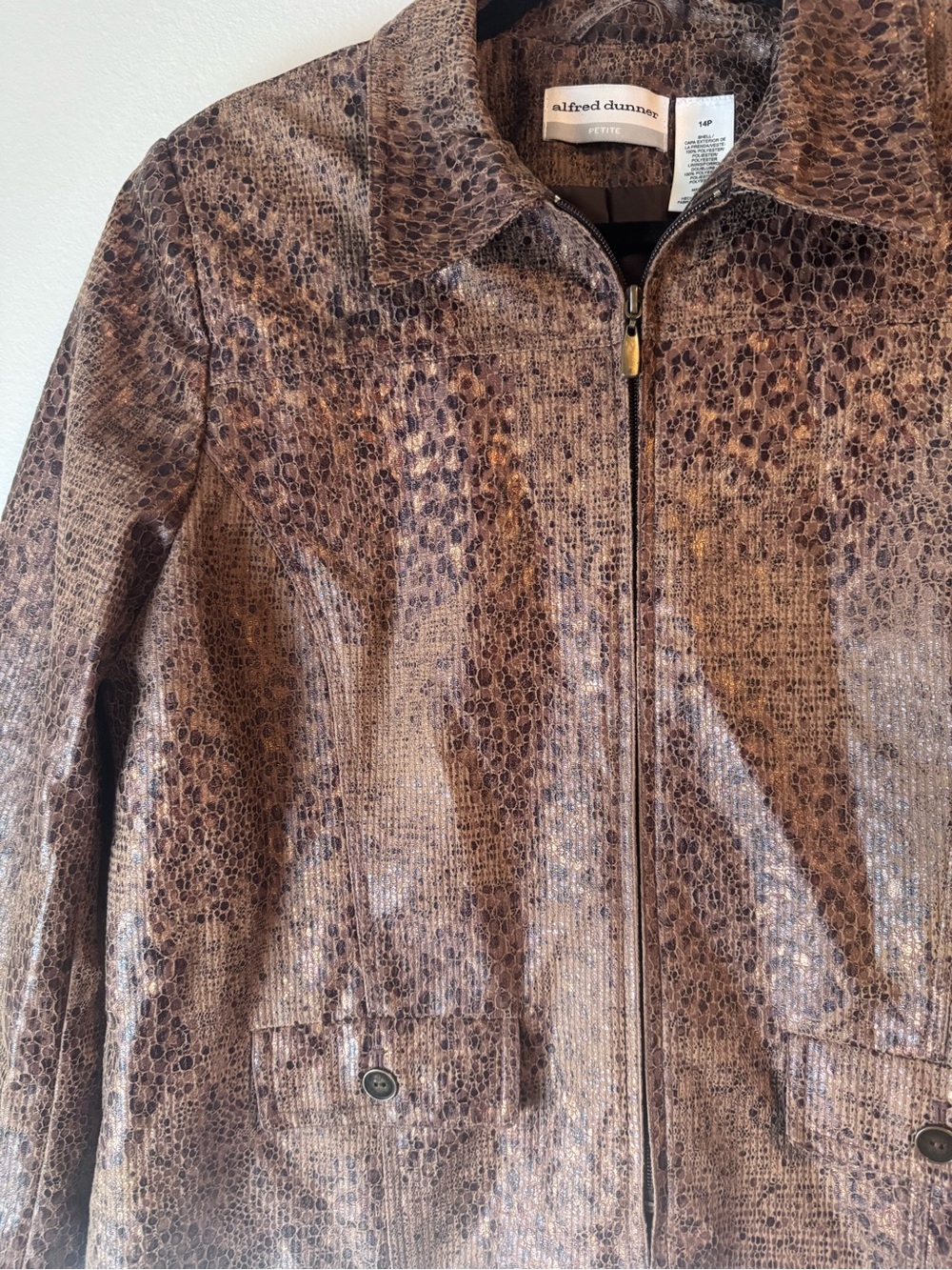 Alfred Dunner Metallic Faux Snakeskin Jacket - Picture 2 of 6
